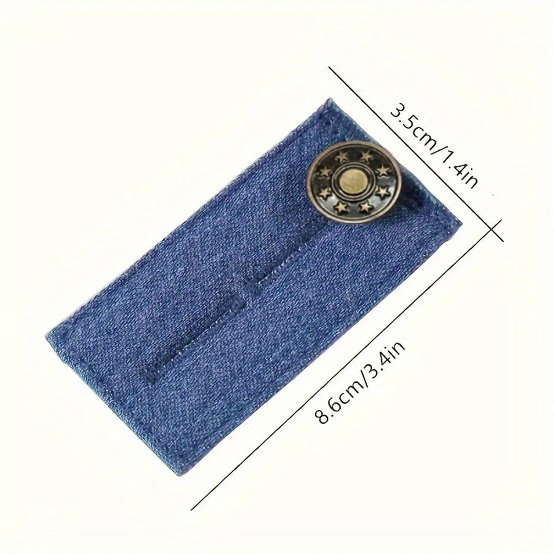 Adjustable Waistband Expander with Button Extension for Trousers and Denim