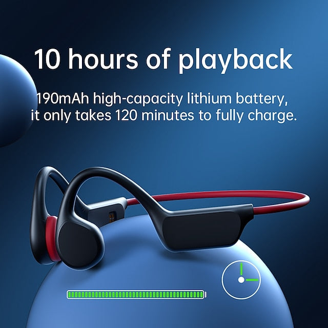 IPX8 Water Resistant Bone Conduction Bluetooth Headset with Mic and 32GB Storage for Swimming