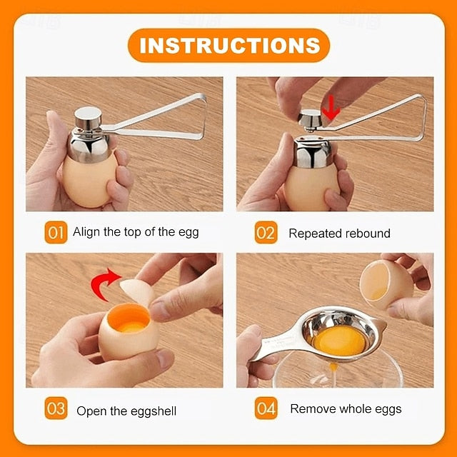 Stainless Steel Egg Shell Cracker and Cutter for Soft Boiled and Century Eggs in Home Kitchen