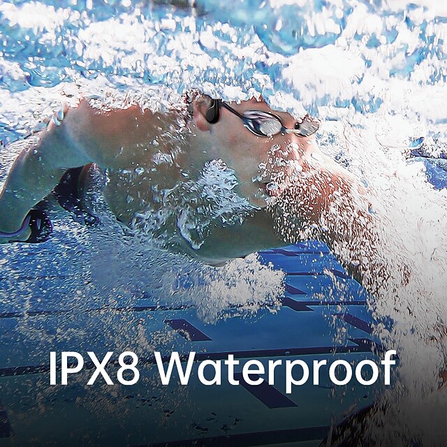 IPX8 Water Resistant Bone Conduction Bluetooth Headset with Mic and 32GB Storage for Swimming