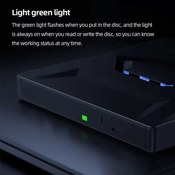 Portable USB CD DVD Drive with Burner and SD Card Hub for Windows and Mac Laptops