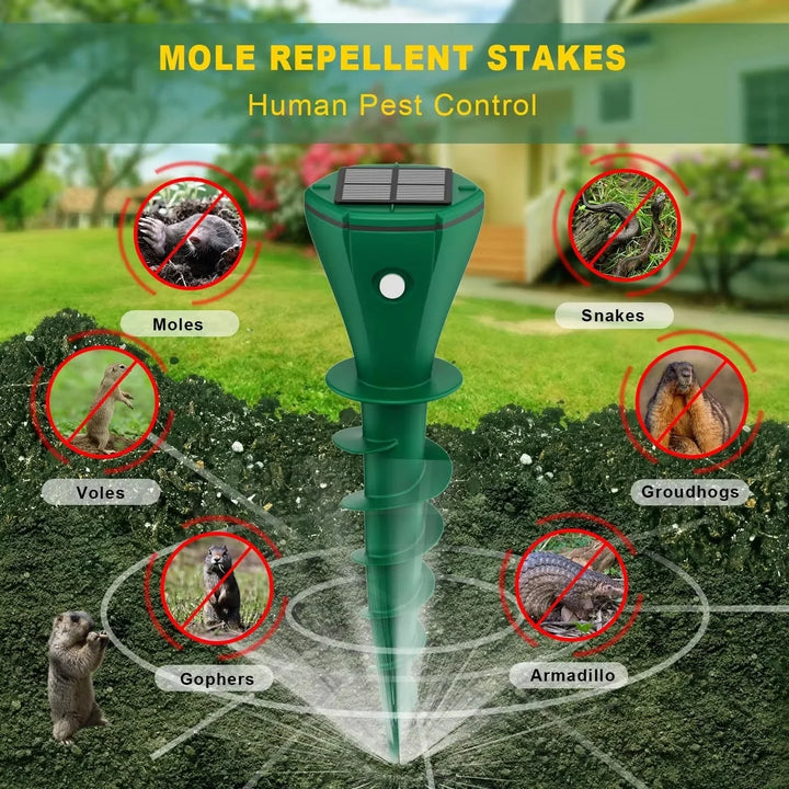 Outdoor Solar Sonic Stake for Snakes and Burrowing Pest Areas