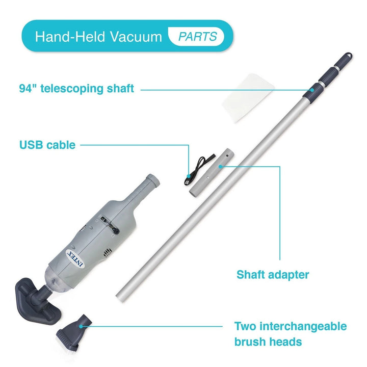 Cordless Handheld Pool Vacuum with Brush Attachments for Above Ground Pools