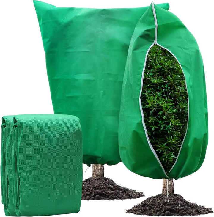 Breathable Plant Frost Cover with Zipper and Drawstring Closure