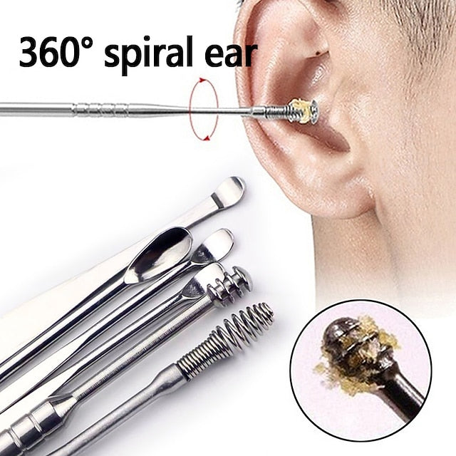 6 in 1 Stainless Steel Ear Cleaning Pick Set with Reusable Tools and Keychain Storage Case