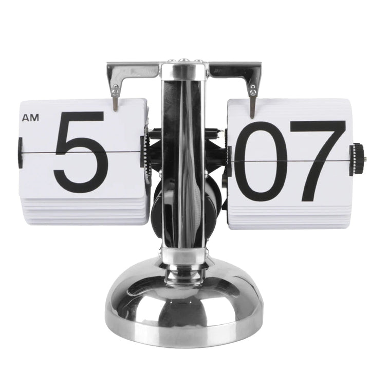 Flip Card Desk Clock with Automatic Number Rotation and Silent Quartz Movement
