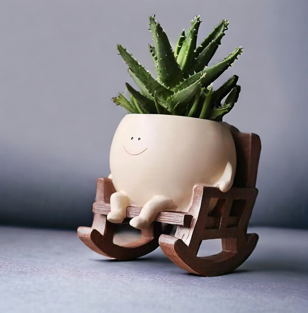 Smiling Face Resin Planter for Small Succulents and Houseplants