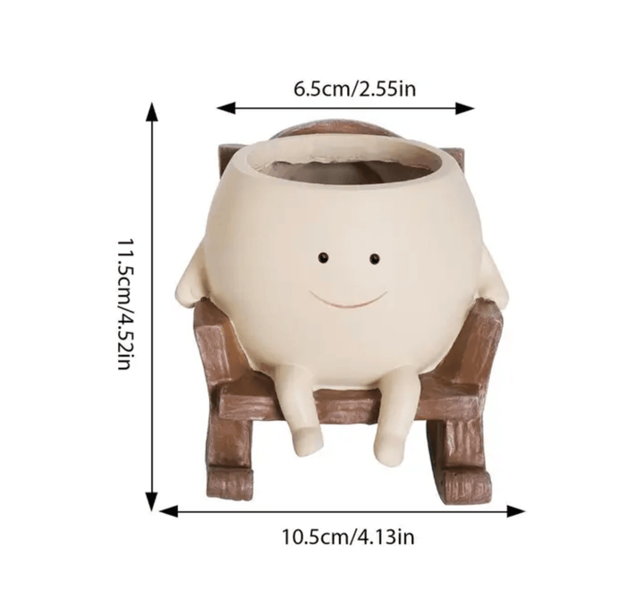 Smiling Face Resin Planter for Small Succulents and Houseplants