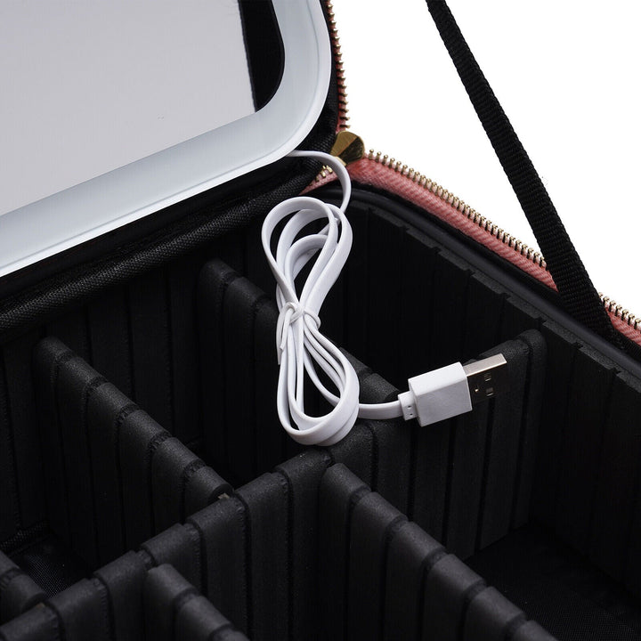 Makeup Organizer Case with Adjustable LED Mirror and Three Lighting Modes