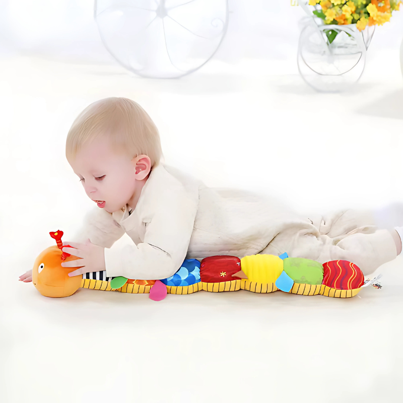 Musical Caterpillar Plush Toy with Multi-Texture Segments and Sound Activation for Babies 0-3 Years