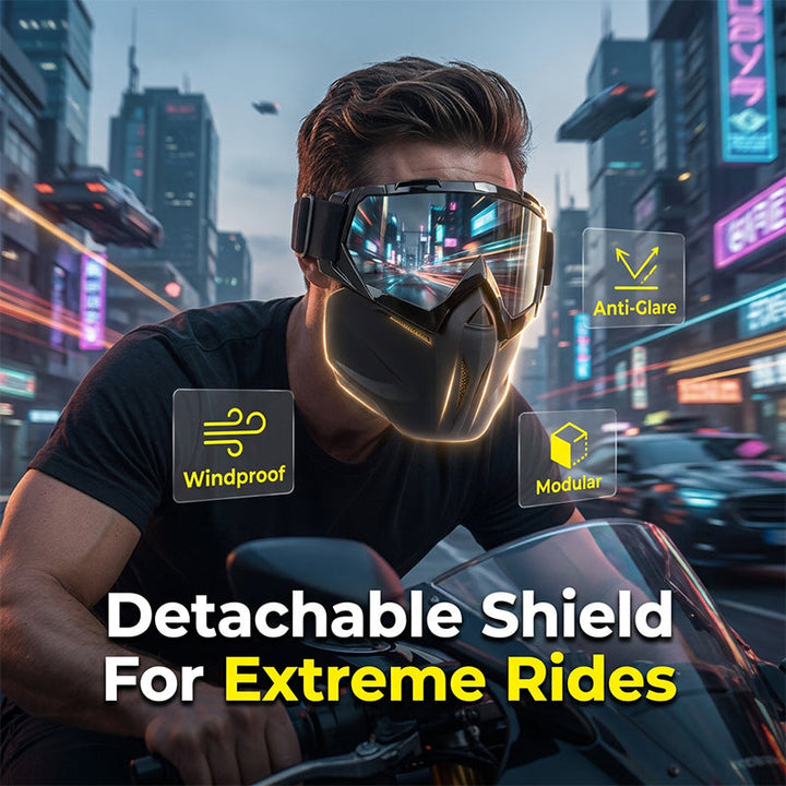 Full Face Goggle Mask with Detachable Goggles and Side Ventilation