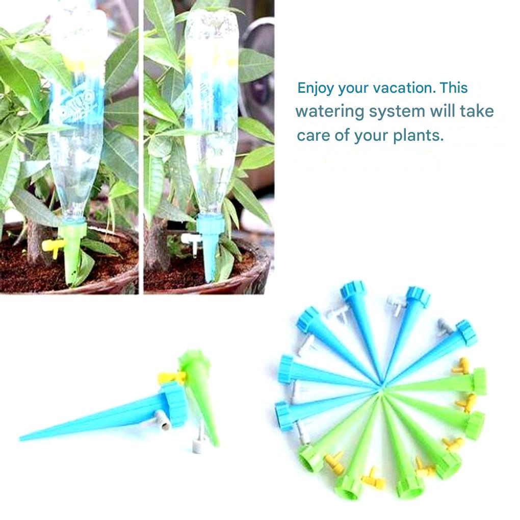 Plant Watering Spikes with Adjustable Flow Valve and Bottle Compatibility, 12-Pack