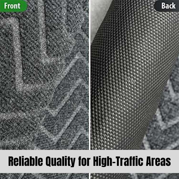 Chevron Doormat with Microfibre Dirt-Trap Surface and Non-Slip Rubber Backing, Low-Profile