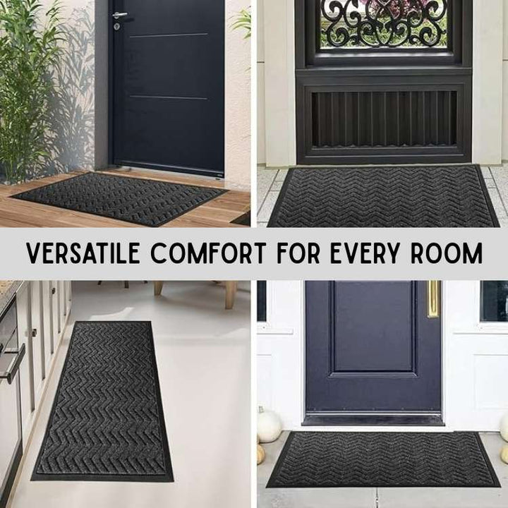 Chevron Doormat with Microfibre Dirt-Trap Surface and Non-Slip Rubber Backing, Low-Profile