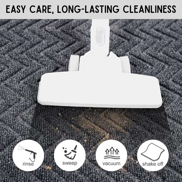 Chevron Doormat with Microfibre Dirt-Trap Surface and Non-Slip Rubber Backing, Low-Profile
