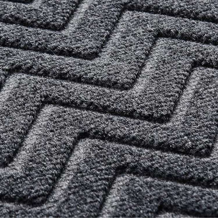 Chevron Doormat with Microfibre Dirt-Trap Surface and Non-Slip Rubber Backing, Low-Profile