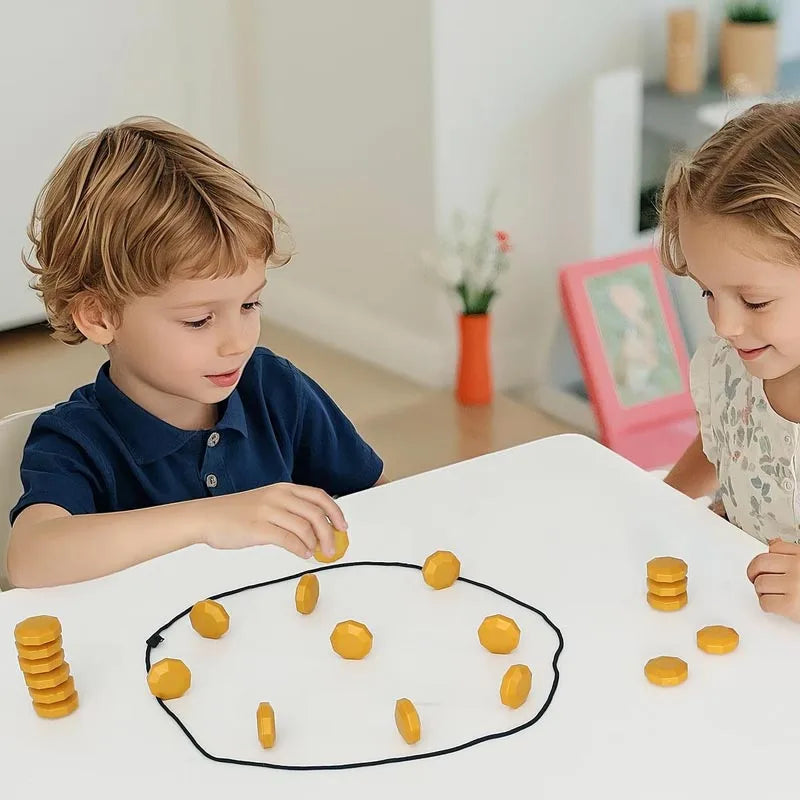 Magnetic Strategy Board Game with Two Player Pieces and Folding Design