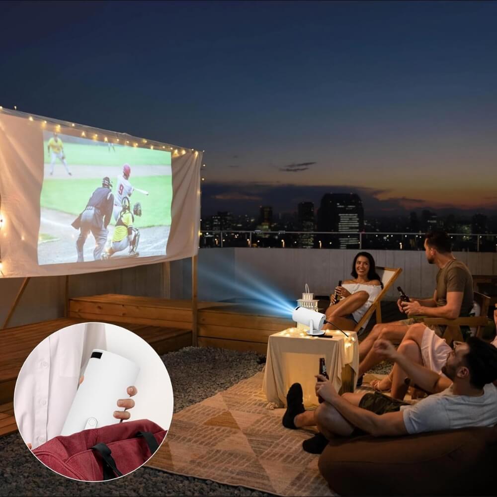 Portable Projector with 130-Inch Screen and 4K Compatible Input, Wireless Mirroring
