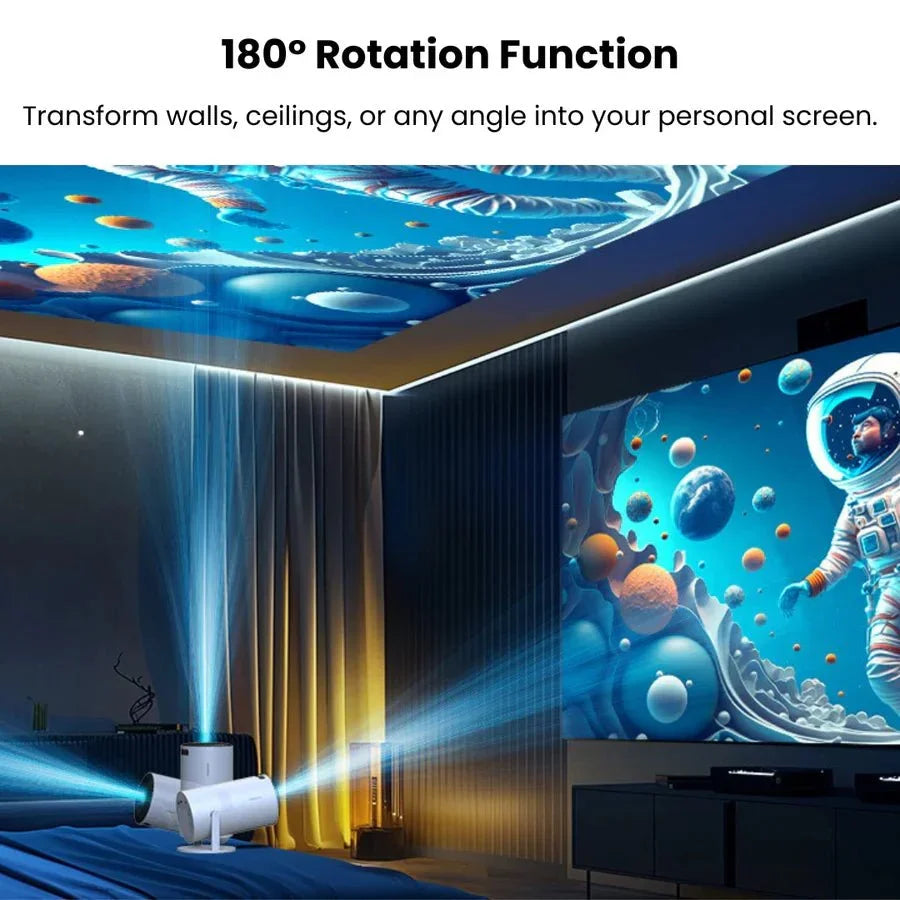 Portable Projector with 130-Inch Screen and 4K Compatible Input, Wireless Mirroring