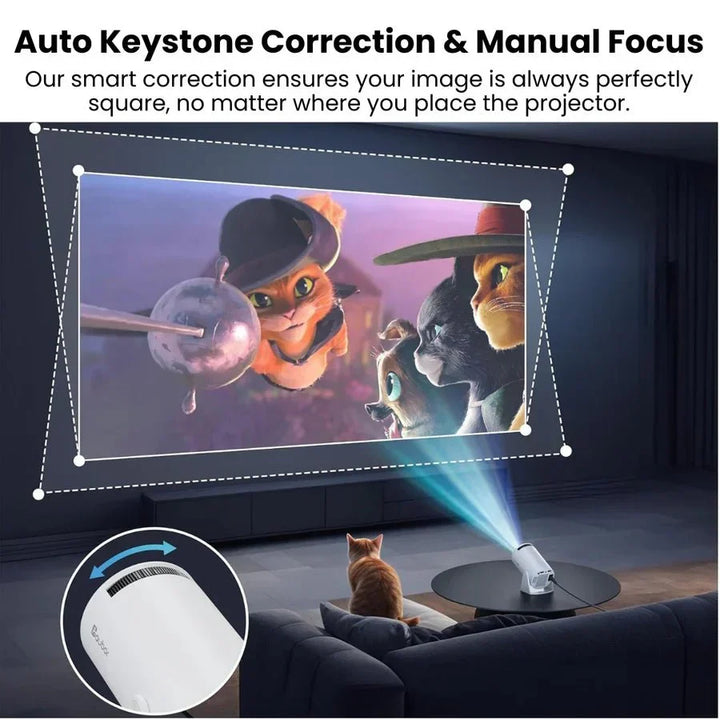 Portable Projector with 130-Inch Screen and 4K Compatible Input, Wireless Mirroring