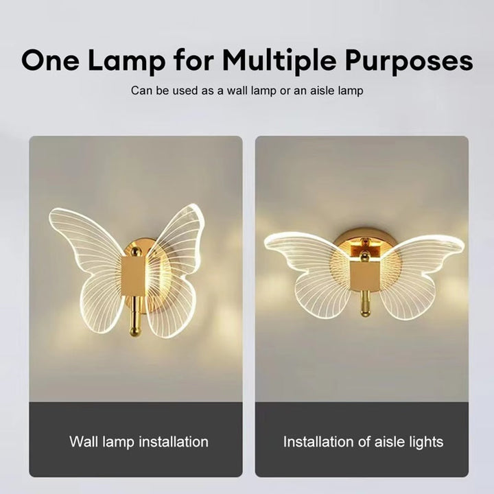 Butterfly-Shaped LED Wall Lamp with Three Lighting Modes