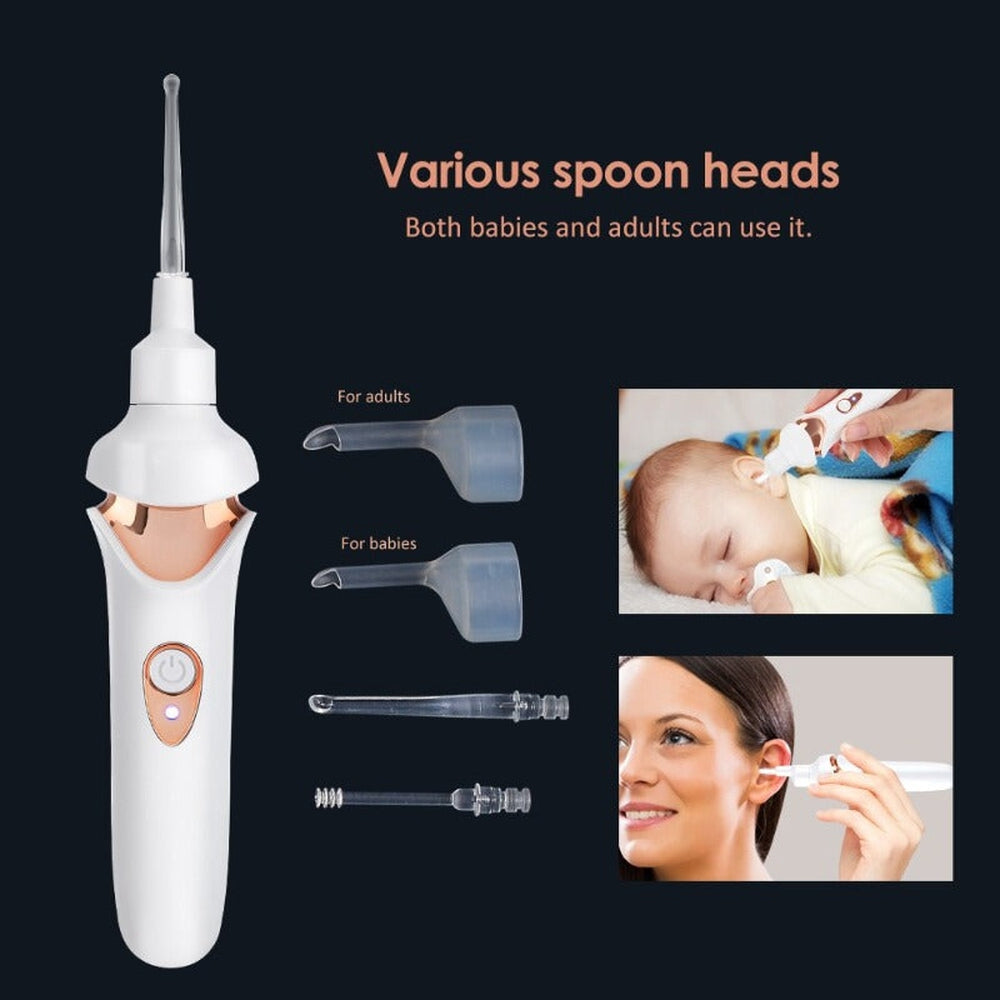 Ear Wax Vacuum with Built-In Light and Soft Silicone Tips, 5 Replacement Tips
