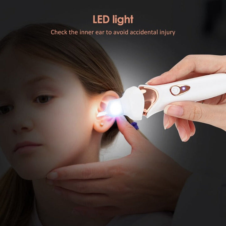 Ear Wax Vacuum with Built-In Light and Soft Silicone Tips, 5 Replacement Tips