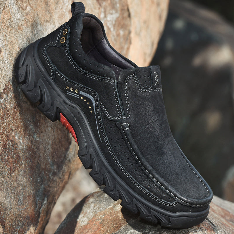 Orthopaedic Ankle Boots with Arch Support and Slip-Resistant Sole, Black Leather