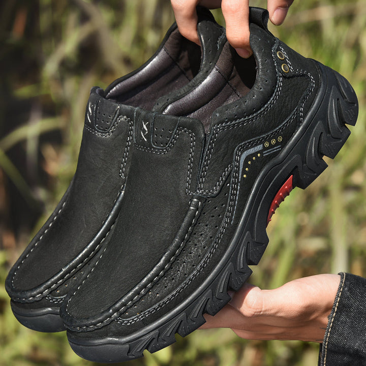 Orthopaedic Ankle Boots with Arch Support and Slip-Resistant Sole, Black Leather