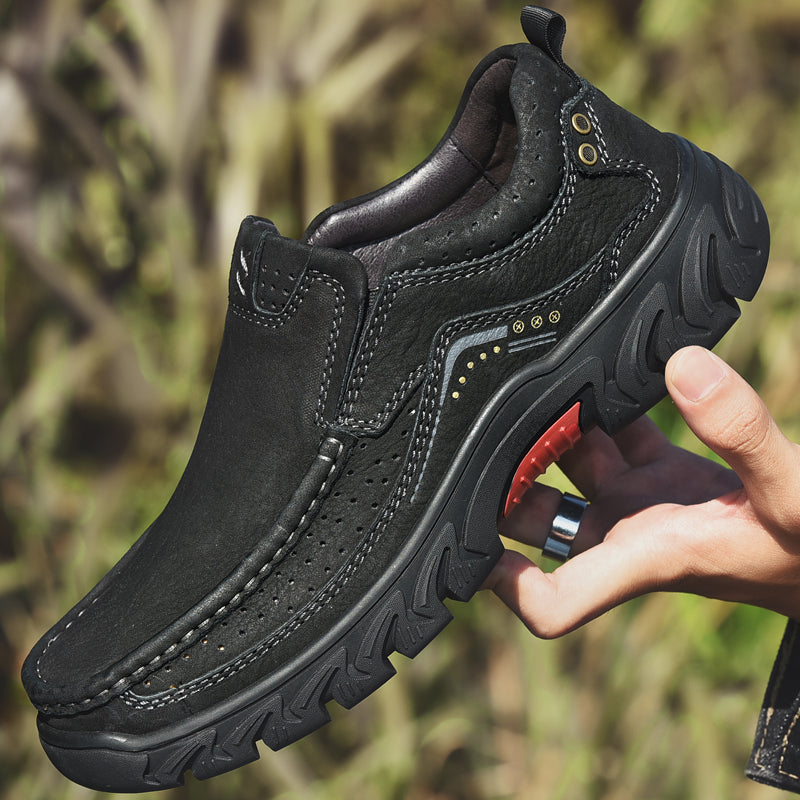 Orthopaedic Ankle Boots with Arch Support and Slip-Resistant Sole, Black Leather