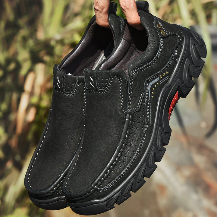 Orthopaedic Ankle Boots with Arch Support and Slip-Resistant Sole, Black Leather