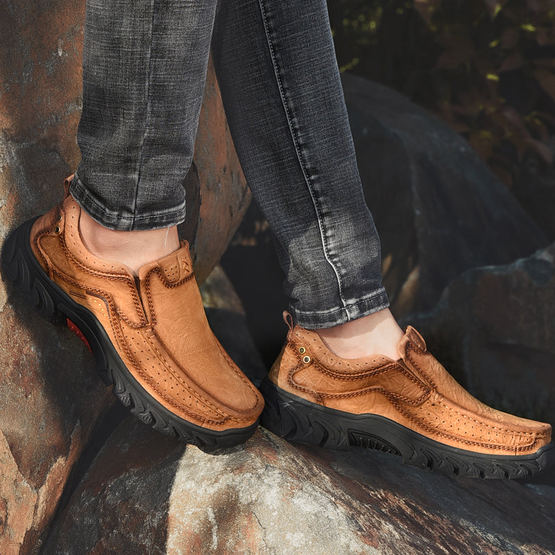 Orthopaedic Ankle Boots with Arch Support and Slip-Resistant Sole, Black Leather