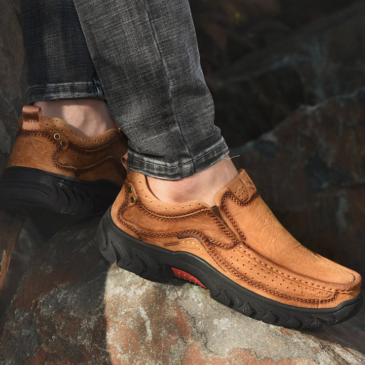 Orthopaedic Ankle Boots with Arch Support and Slip-Resistant Sole, Black Leather