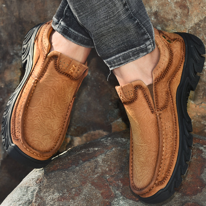 Orthopaedic Ankle Boots with Arch Support and Slip-Resistant Sole, Black Leather