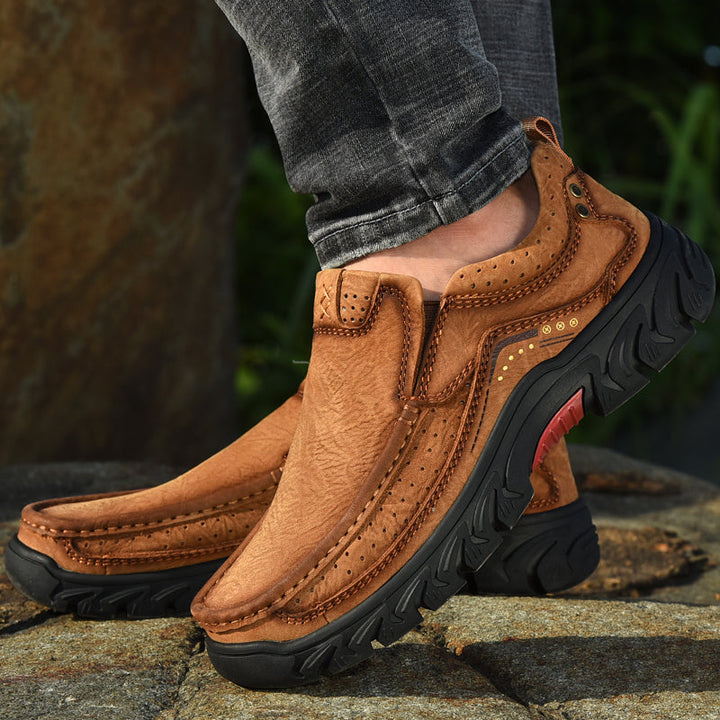 Orthopaedic Ankle Boots with Arch Support and Slip-Resistant Sole, Black Leather