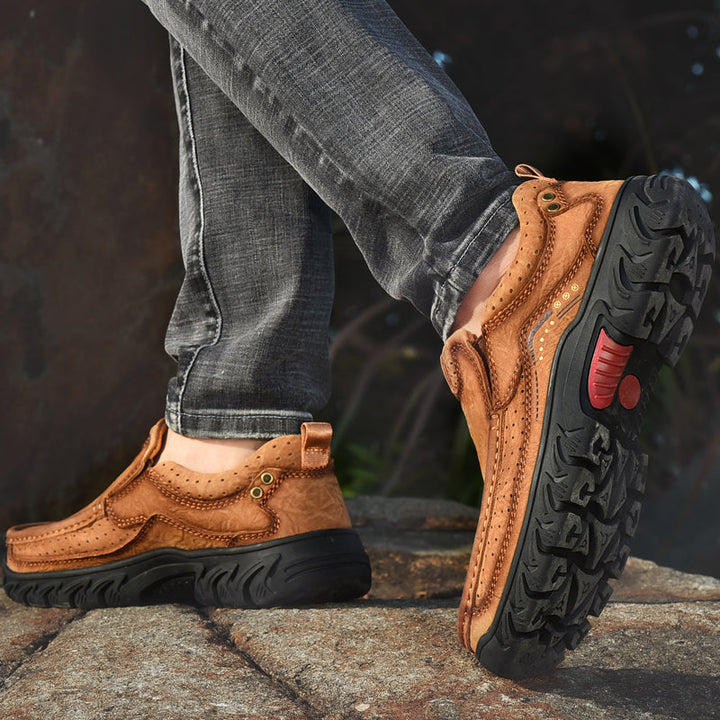 Orthopaedic Ankle Boots with Arch Support and Slip-Resistant Sole, Black Leather