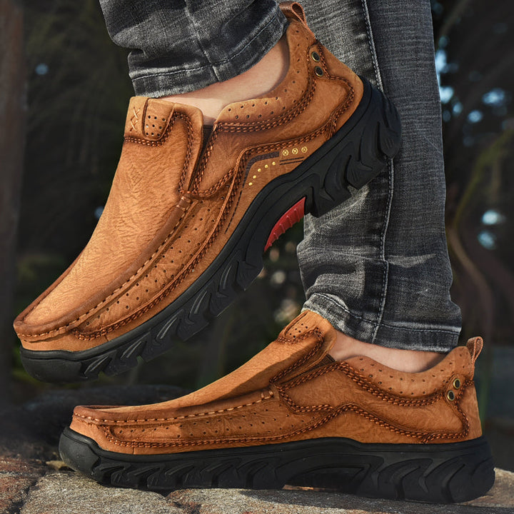 Orthopaedic Ankle Boots with Arch Support and Slip-Resistant Sole, Black Leather