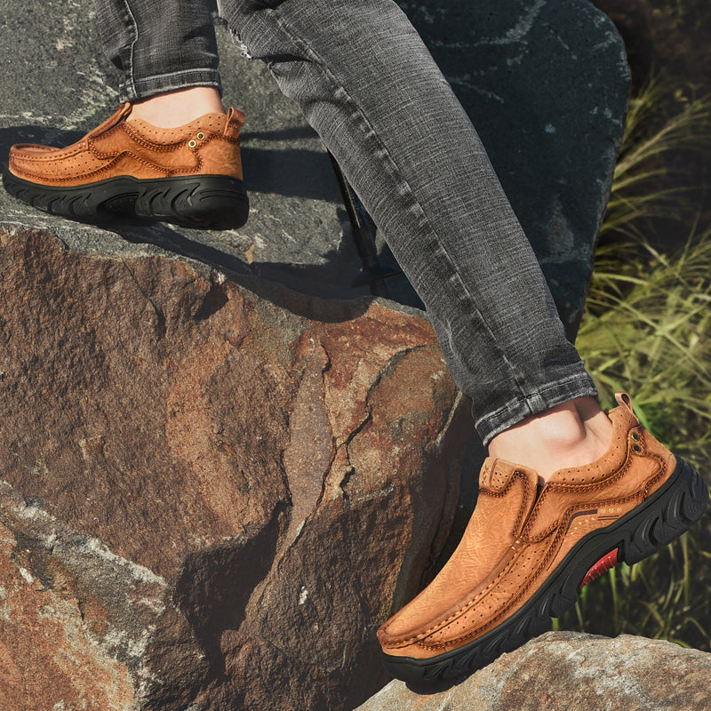 Orthopaedic Ankle Boots with Arch Support and Slip-Resistant Sole, Black Leather