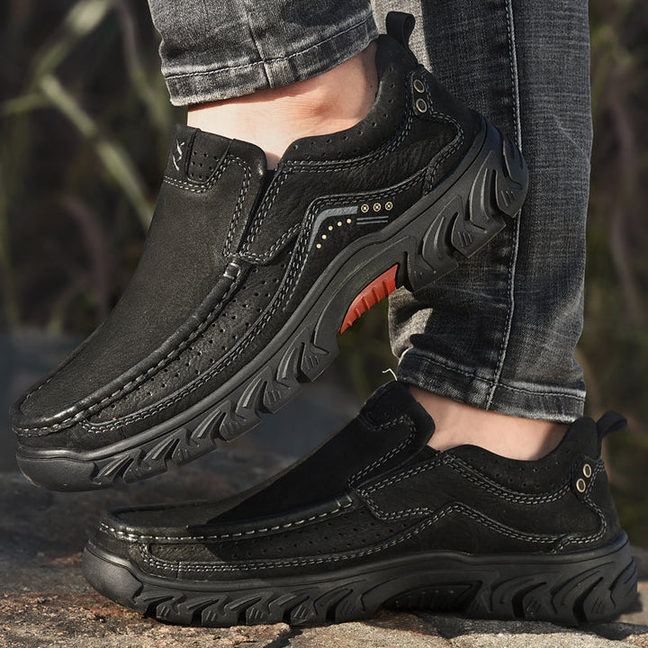 Orthopaedic Ankle Boots with Arch Support and Slip-Resistant Sole, Black Leather