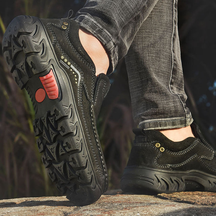 Orthopaedic Ankle Boots with Arch Support and Slip-Resistant Sole, Black Leather
