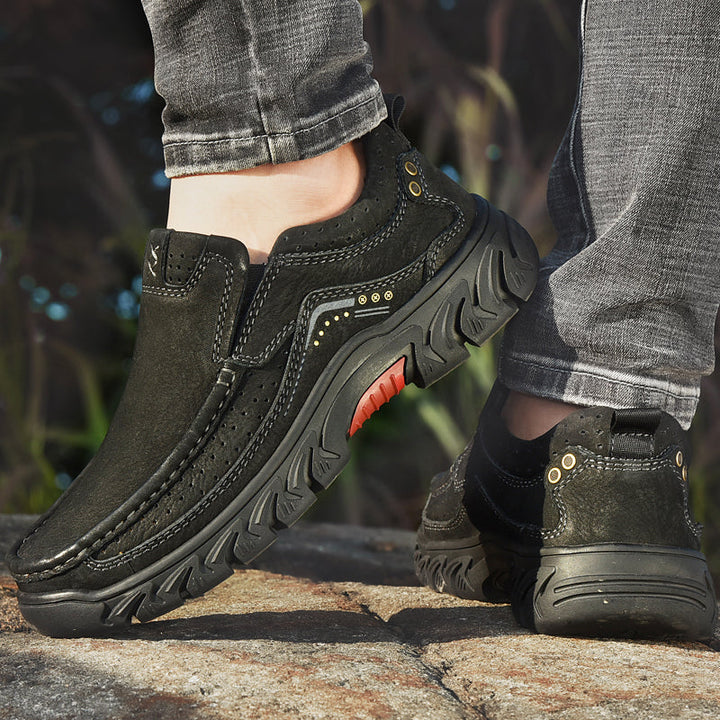Orthopaedic Ankle Boots with Arch Support and Slip-Resistant Sole, Black Leather