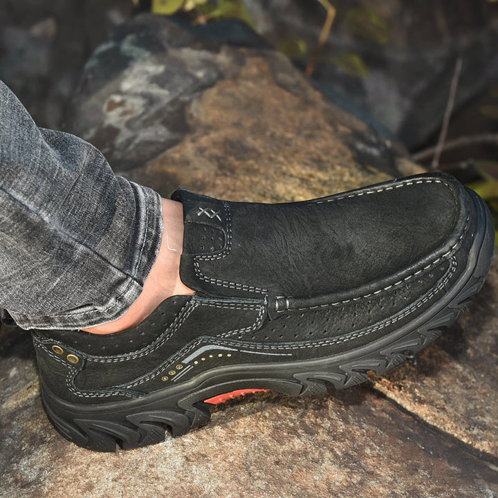 Orthopaedic Ankle Boots with Arch Support and Slip-Resistant Sole, Black Leather