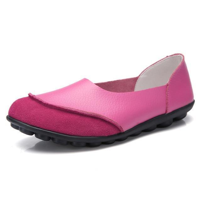 Slip-On Leather Moccasins with Wide Round Toe Box and Suede Lining