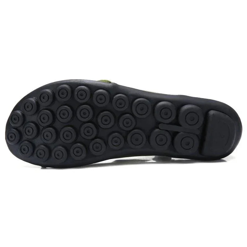 Slip-On Leather Moccasins with Wide Round Toe Box and Suede Lining