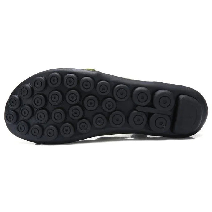 Slip-On Leather Moccasins with Wide Round Toe Box and Suede Lining