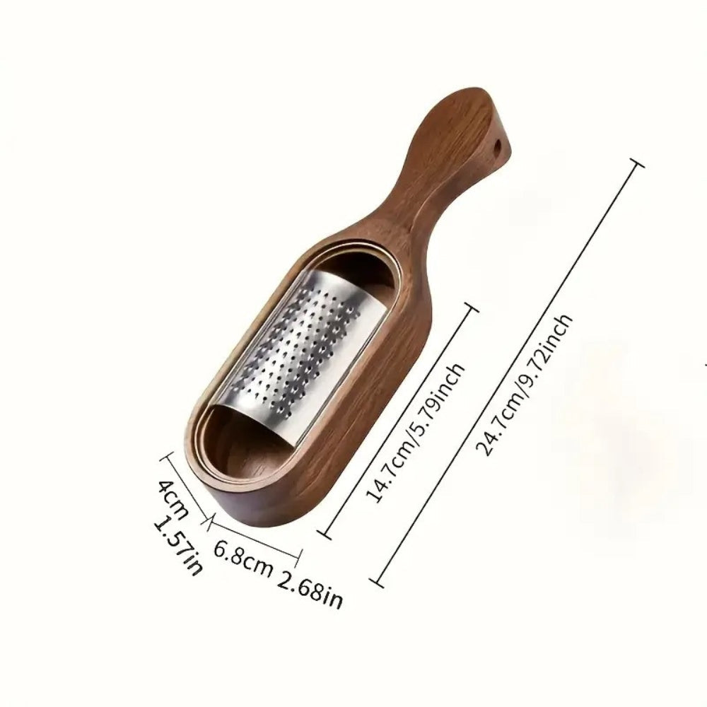 Flat Cheese Grater with Acacia Wood Handle and Stainless Steel Surface