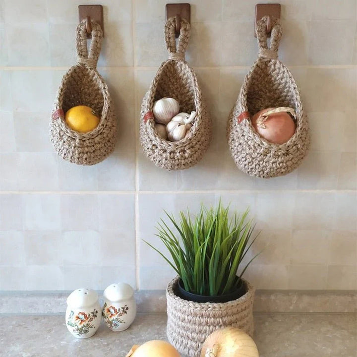 Woven Hanging Basket – Rustic Home Storage and Organization