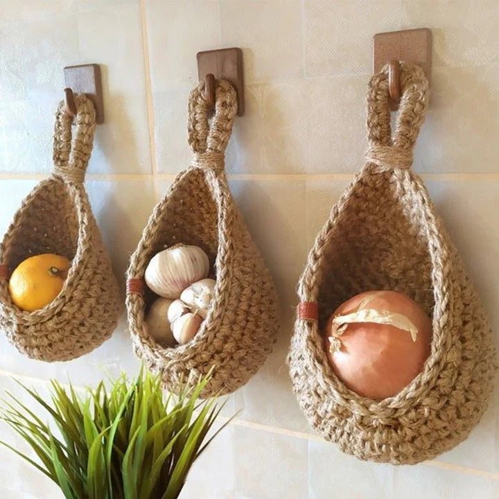 Woven Hanging Basket – Rustic Home Storage and Organization