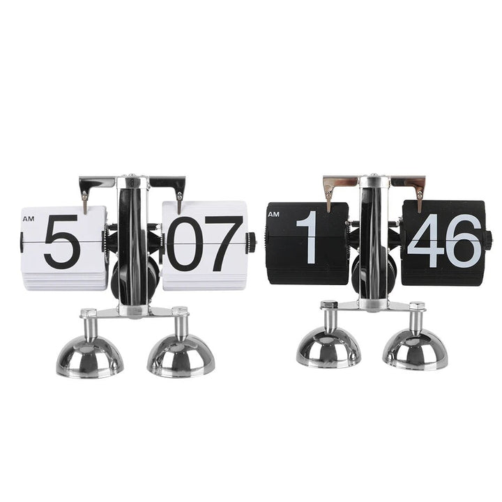 Flip Card Desk Clock with Automatic Number Rotation and Silent Quartz Movement